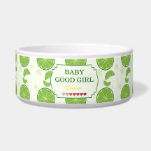 Cute Lime Pattern Baby Good Girl Pet Bowl
