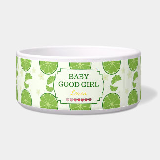 Cute Lime Pattern Baby Good Girl Pet Bowl