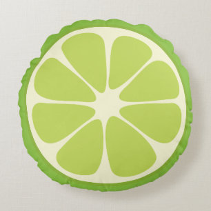 Cute Lime Slice Citrus Fruit Funny Foodie Fun Round Cushion
