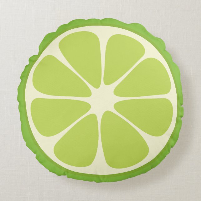 Cute Lime Slice Citrus Fruit Funny Foodie Fun Round Cushion (Front)