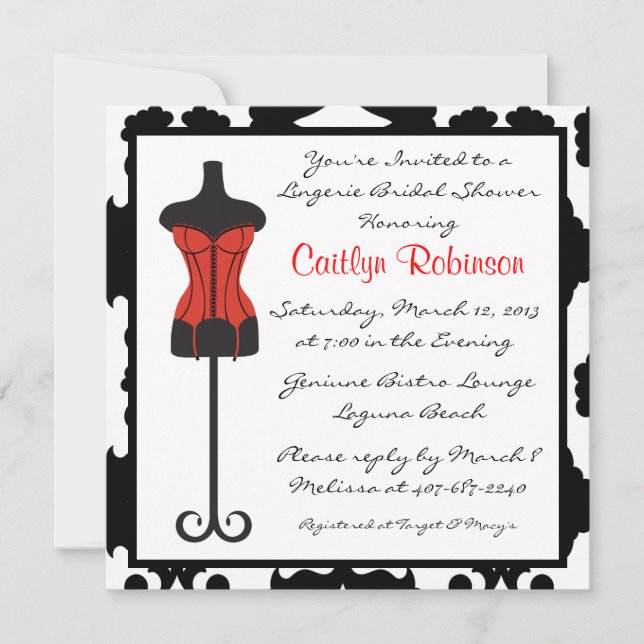 Cute Lingerie Bridal Shower Invitation (Front)