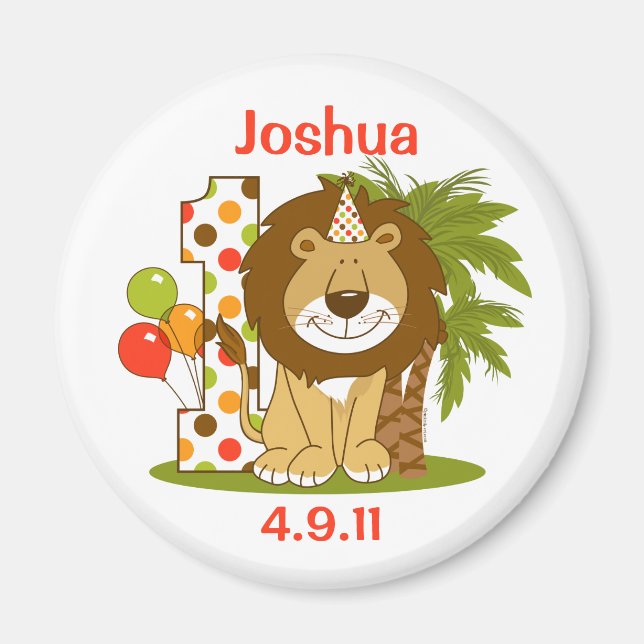 Cute Lion 1st Birthday Magnet (Front)