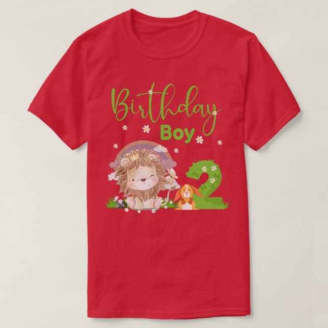 Cute Lion 2nd Birthday Boy T-Shirt (Design Front)