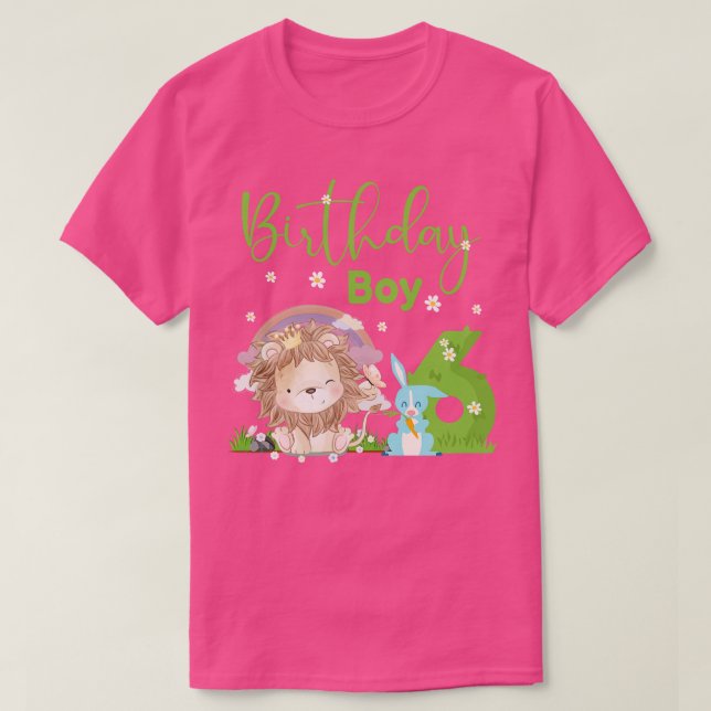 Cute Lion 6th Birthday Boy T-Shirt (Design Front)
