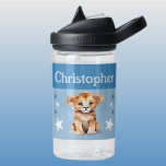 Cute lion add name with stars kids blue water bottle<br><div class="desc">CamelBak Eddy® water bottle for kids.
Personalise with a name.
This water bottle features a cute lion with stars in the colours blue and white.</div>