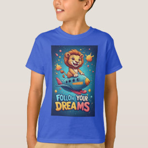 🦁 Cute Lion Aeroplane Adventure Kids Graphic  ✈ T-Shirt