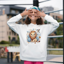 Cute Lion and Blue Flowers Gift