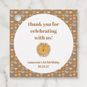 Cute Lion Baby Animal Custom Birthday Thank You Favour Tags