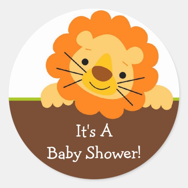Cute Lion Baby Shower Sticker (Front)