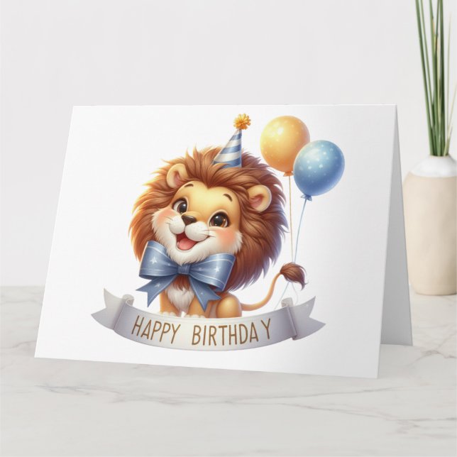 Cute lion Birthday Card (Front)