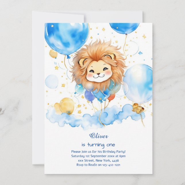 Cute Lion Birthday Invitation (Front)