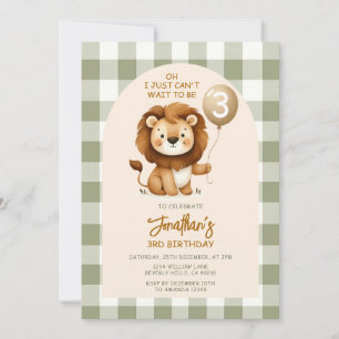 Cute Lion Birthday Safari Animals Party Balloon Invitation