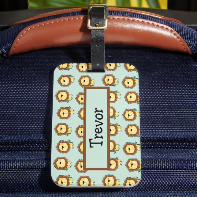 Cute lion blue pattern luggage tag (Front Insitu 2)