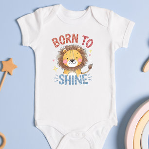 Cute Lion "Born to Shine" Baby Bodysuit