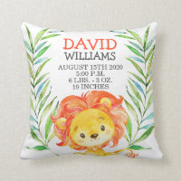 Cute Lion Boy Birth Stats Jungle Safari Nursery