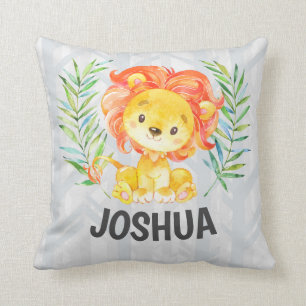 Cute Lion Boy Personalized Nursery King Jungle Cushion