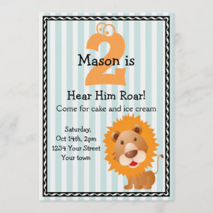 Cute Lion Boy's Birthday Invitation