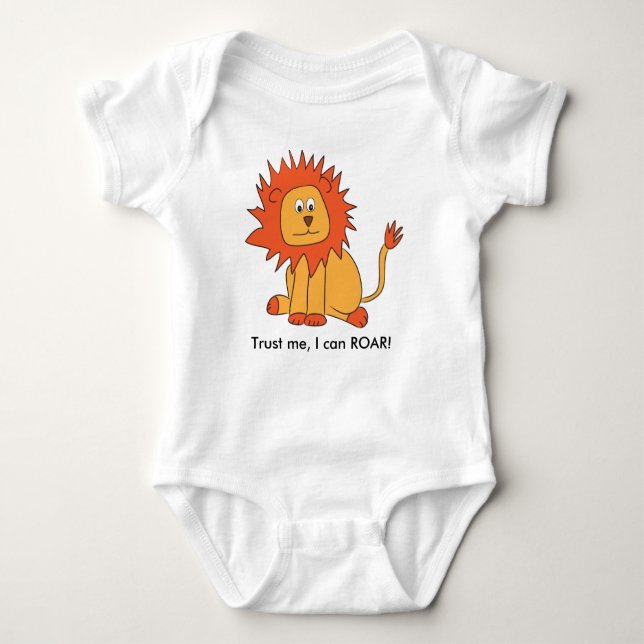 Cute Lion can ROAR Orange Illustration Baby Bodysuit (Front)