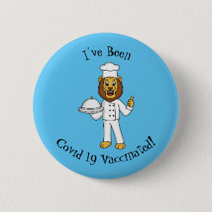 Cute lion chef cartoon illustration 6 cm round badge