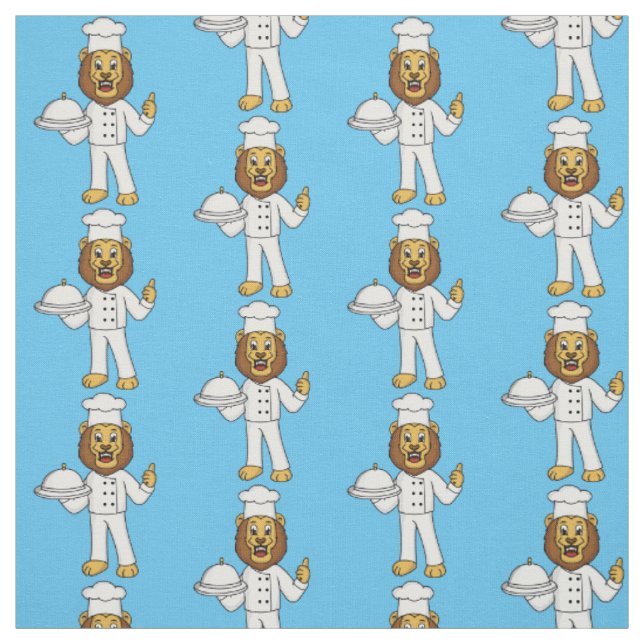 Cute lion chef cartoon illustration fabric (Swatch)