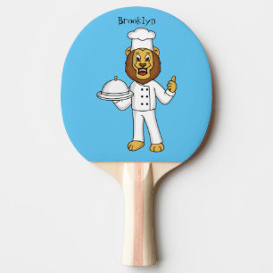Cute lion chef cartoon illustration ping pong paddle