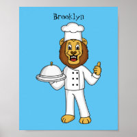 Cute lion chef cartoon illustration