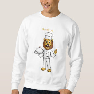 Cute lion chef cartoon illustration sweatshirt