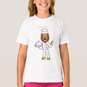 Cute lion chef cartoon illustration T-Shirt