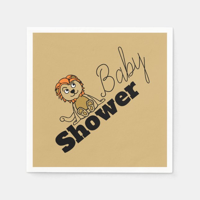 Cute Lion Cub, Baby Shower Napkin (Front)