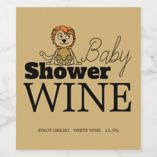 Cute Lion Cub, Baby Shower Wine Label