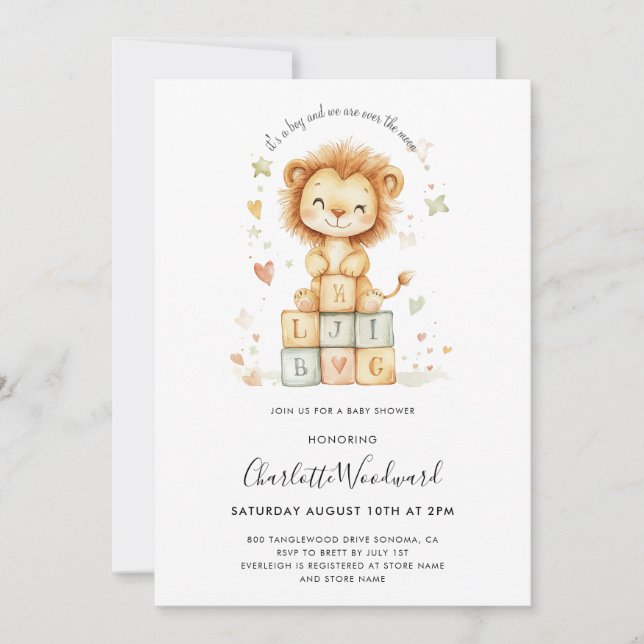Cute Lion Cub Boy Baby Shower Invitation (Front)