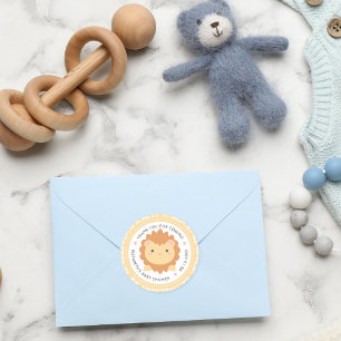 Cute Lion Cub Gender Neutral Baby Shower Favour Classic Round Sticker