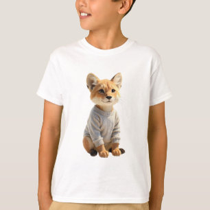 Cute Lion Cub in Grey Sweater Kids