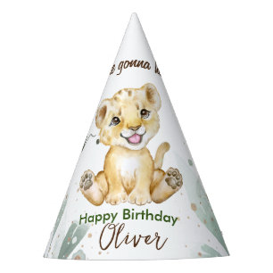 Cute lion cub kids Birthday Party Hat