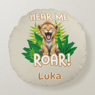 Cute Lion Cub Safari Round Cushion