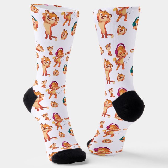 Cute Lion Cub Splash Socks (Angled)