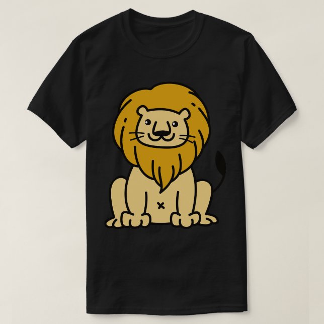 Cute Lion Doodle Drawing T-Shirt (Design Front)
