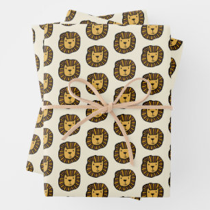 Cute lion drawing wrapping paper sheet