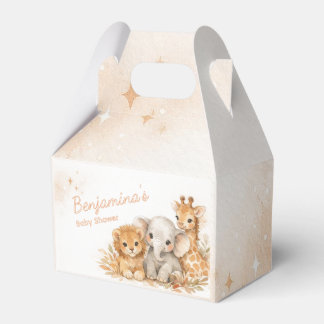 Cute Lion Elephant Giraffe Boho Earthy Neutral Kid Favour Box