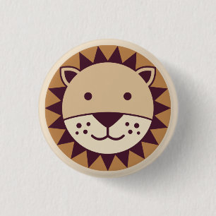Cute Lion Face 3 Cm Round Badge