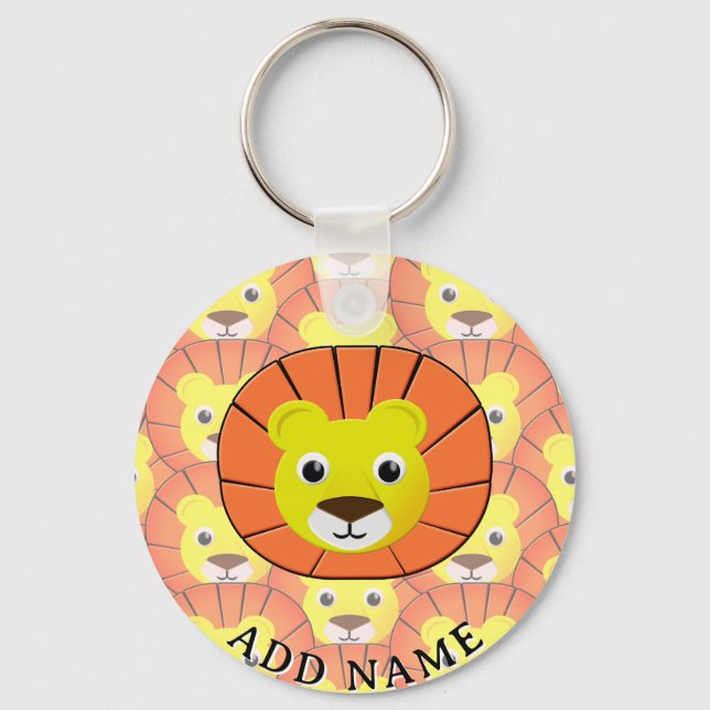 Cute Lion Face All Over Print Pattern Key Ring (Front)