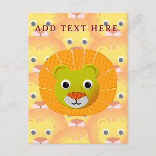 Cute Lion Face All Over Vintage Print Pattern Postcard