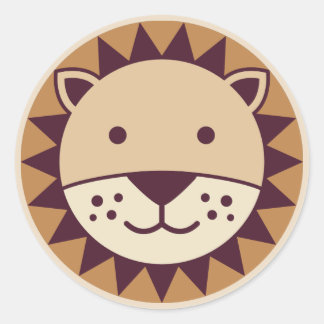 Cute Lion Face Classic Round Sticker