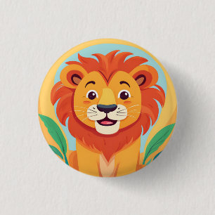 Cute lion Face safari Wild jungle Birthday Party  3 Cm Round Badge