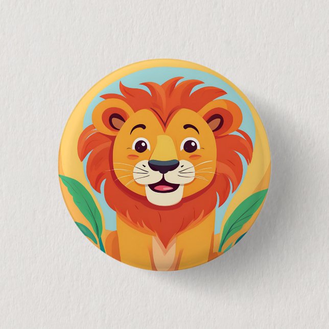 Cute lion Face safari Wild jungle Birthday Party  3 Cm Round Badge (Front)