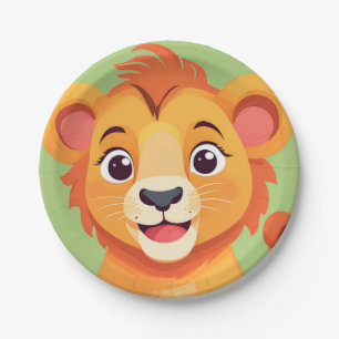 Cute lion Face safari Wild jungle Birthday Party  Paper Plate
