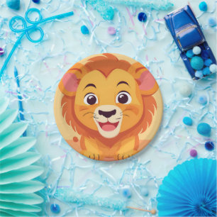 Cute lion Face safari Wild jungle Birthday Party Paper Plate
