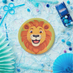 Cute lion Face safari Wild jungle Birthday Party Paper Plate