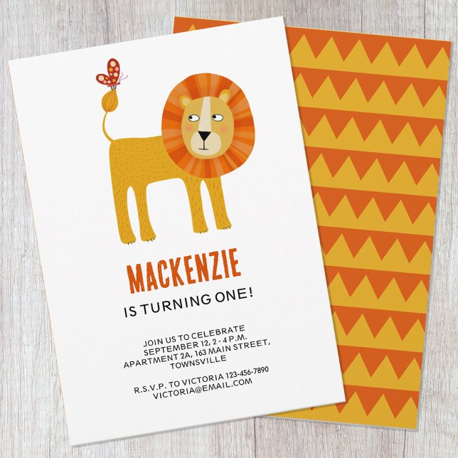 Cute Lion First Birthday Party Invitation (Creator Uploaded)