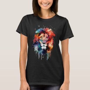 Cute Lion for wild animal  rainbow coloured T-Shirt